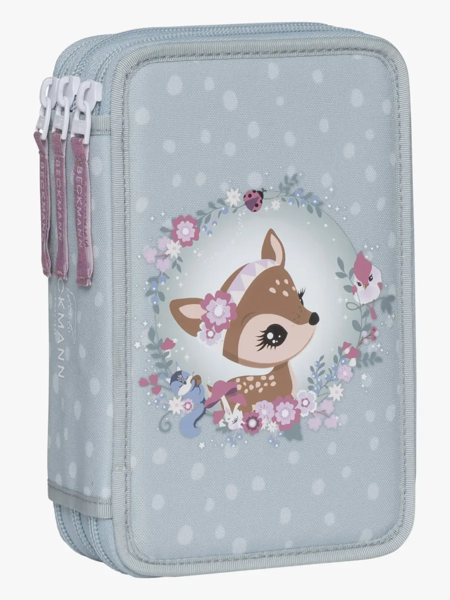 Beckmann Fylld Trippelpennfodral, Forest Deer Dusty Mint