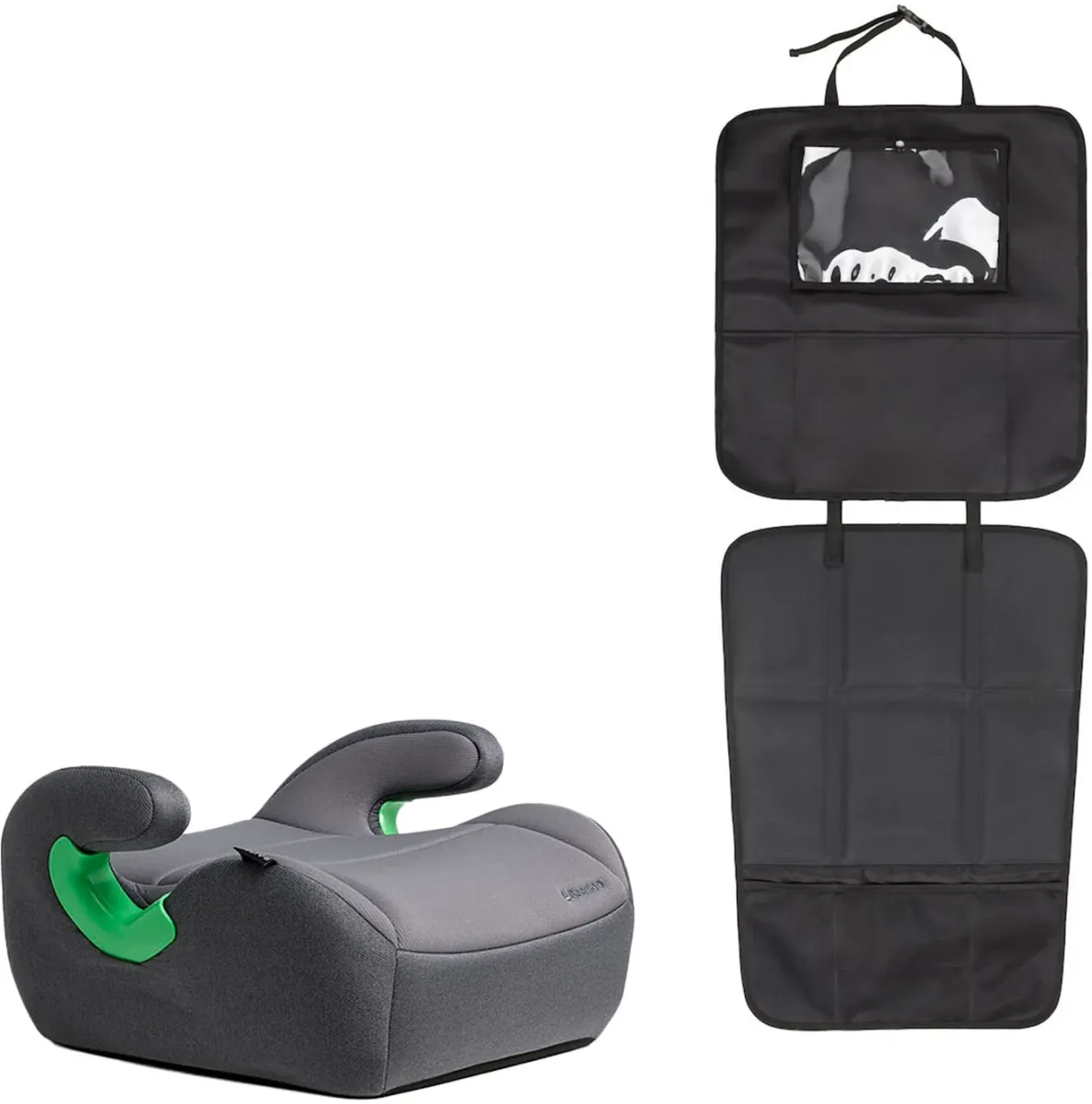 Beemoo Raise 2 i-Size Bälteskudde inkl. Beemoo 3-in-1 Sparkskydd, Mineral Grey/Black