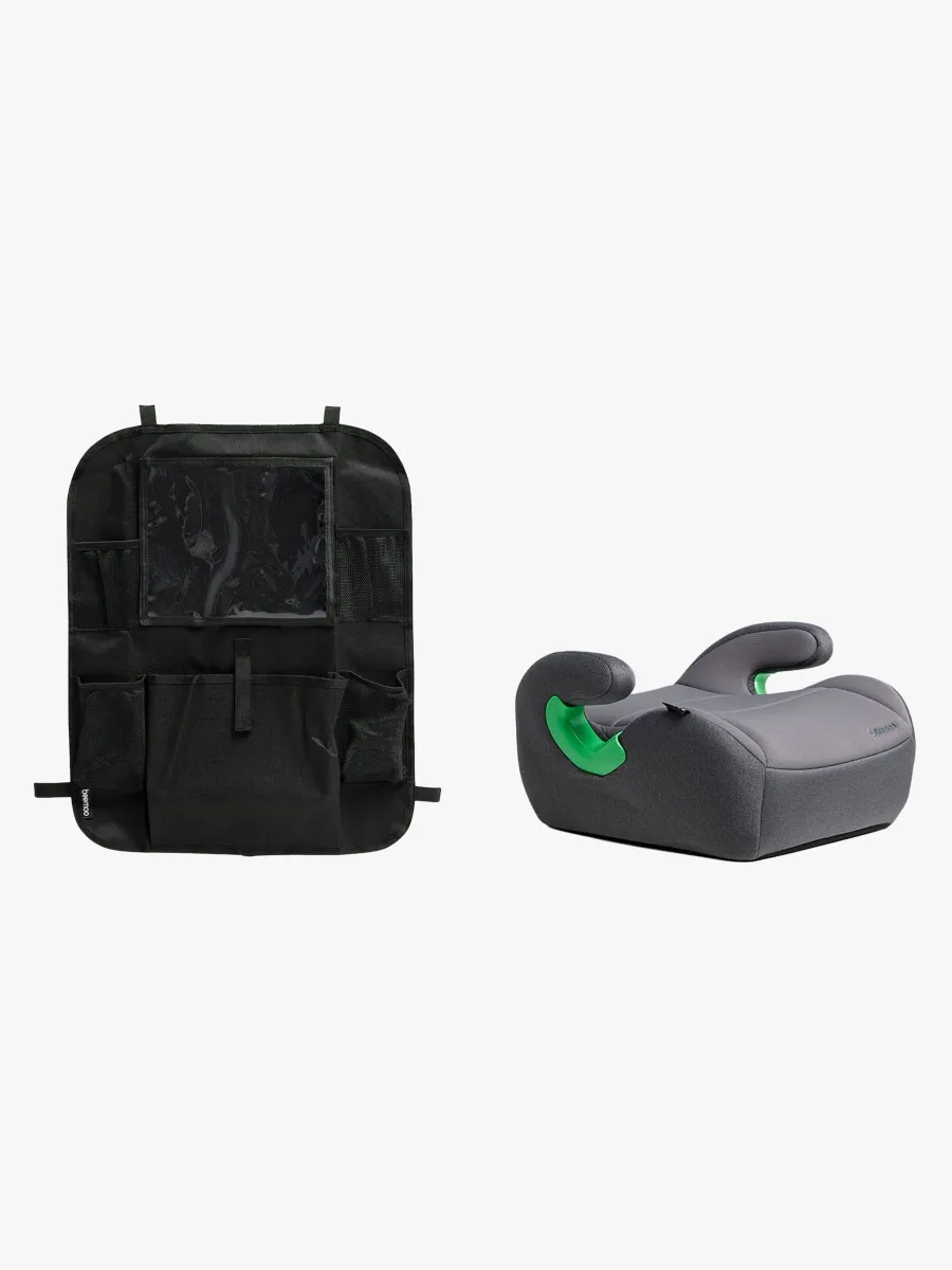 Beemoo Raise 2 i-Size Bälteskudde inkl. Beemoo Smart Organizer, Mineral Grey