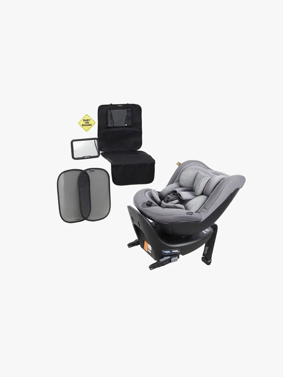 Beemoo Reverse i-Size Bakåtvänd Bilbarnstol Inkl. Tillbehörspaket, Mineral Grey