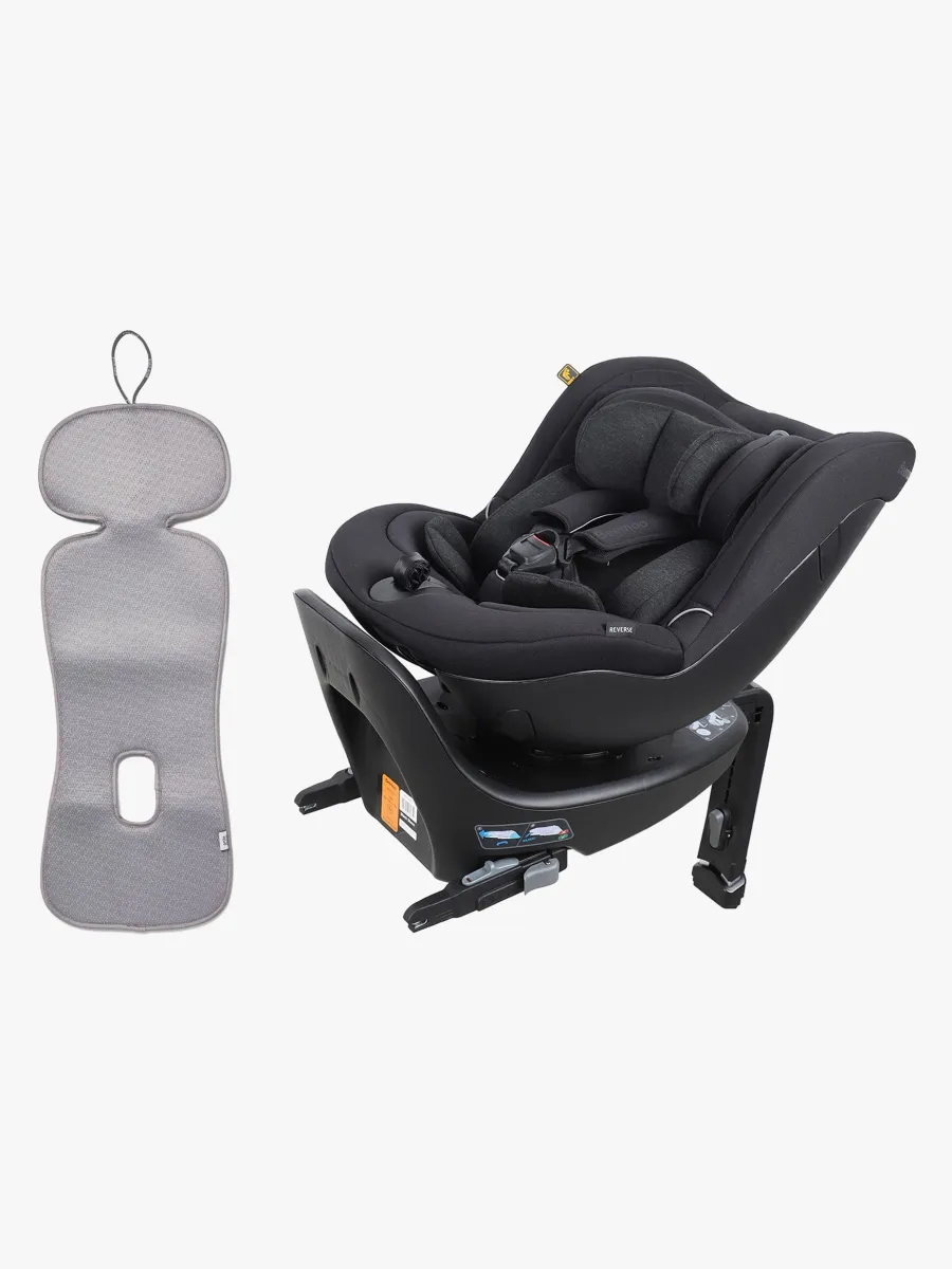 Beemoo Reverse i-Size Bakåtvänd Bilbarnstol inkl. Ventilerande Dyna, Black Stone/Grey