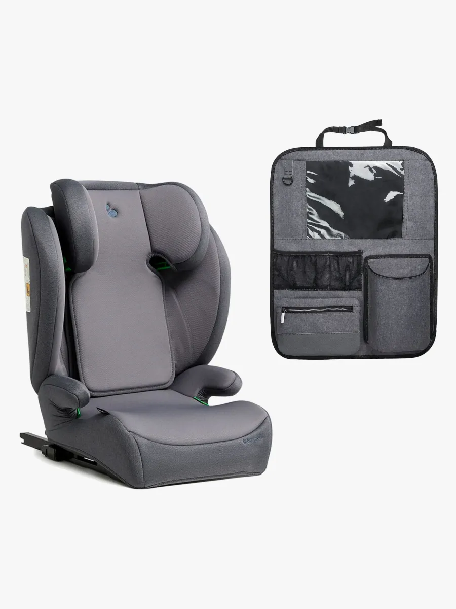 Beemoo Ride i-Size Bältesstol ISOFIX inkl. Beemoo Deluxe Sparkskydd med Förvaring, Mineral Grey