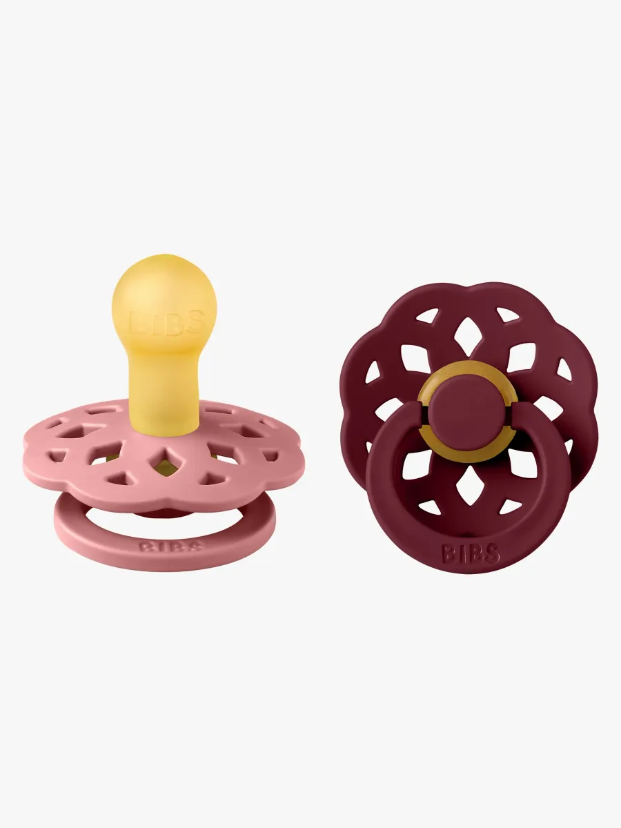 BIBS Boheme Napp 2-Pack Latex Stl 1 Rund, Dusty Pink/Elderberry