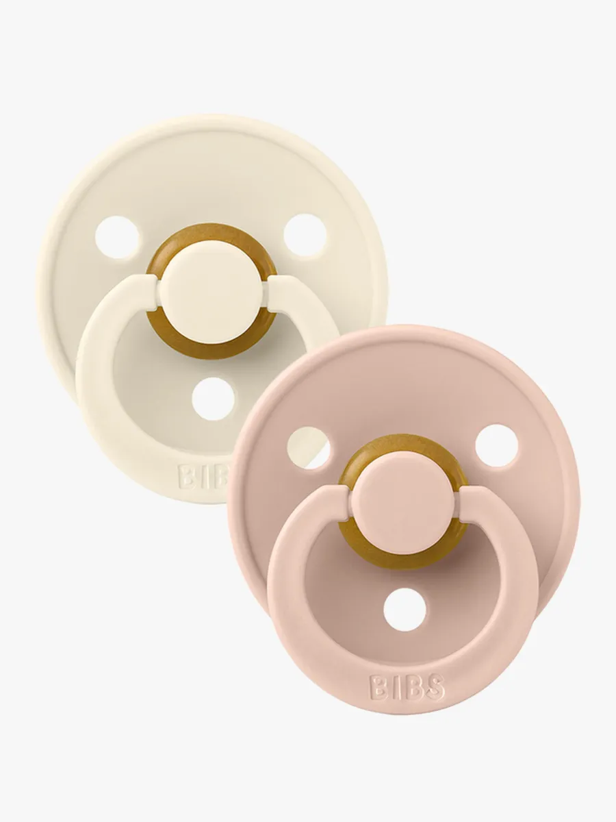 BIBS Colour Napp 2-pack Latex Stl 1 Rund, Ivory/Blush