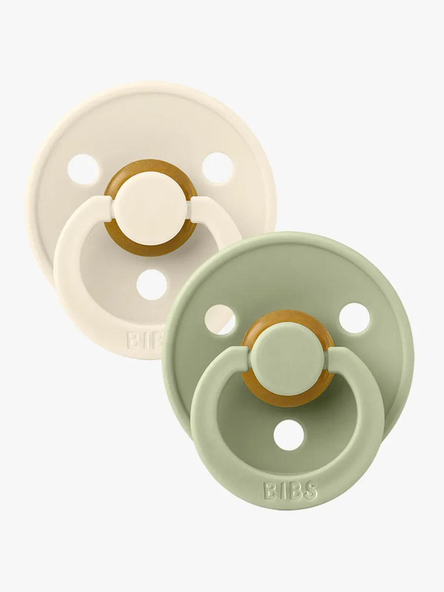 BIBS Colour Napp 2-pack Latex Stl 1 Rund, Ivory/Sage