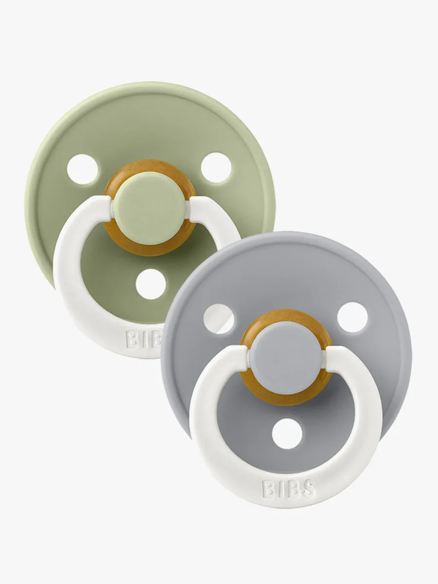BIBS Colour Napp 2-pack Latex Stl 2 Rund, Sage Glow/Cloud Glow