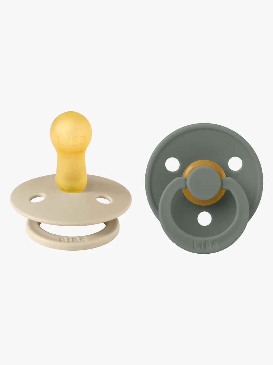 BIBS Colour Napp 2-Pack Latex Stl 2 Rund, Vanilla/Pine