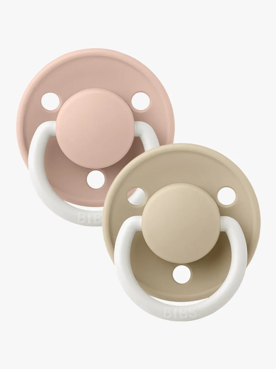 BIBS De Lux Napp 2-pack Silikon One Size Rund, Blush Glow/Vanilla Glow