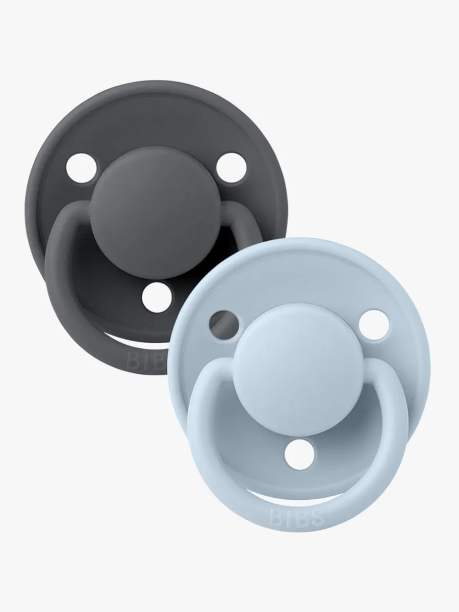 BIBS De Lux Napp 2-pack Silikon One Size Rund, Iron/Baby Blue