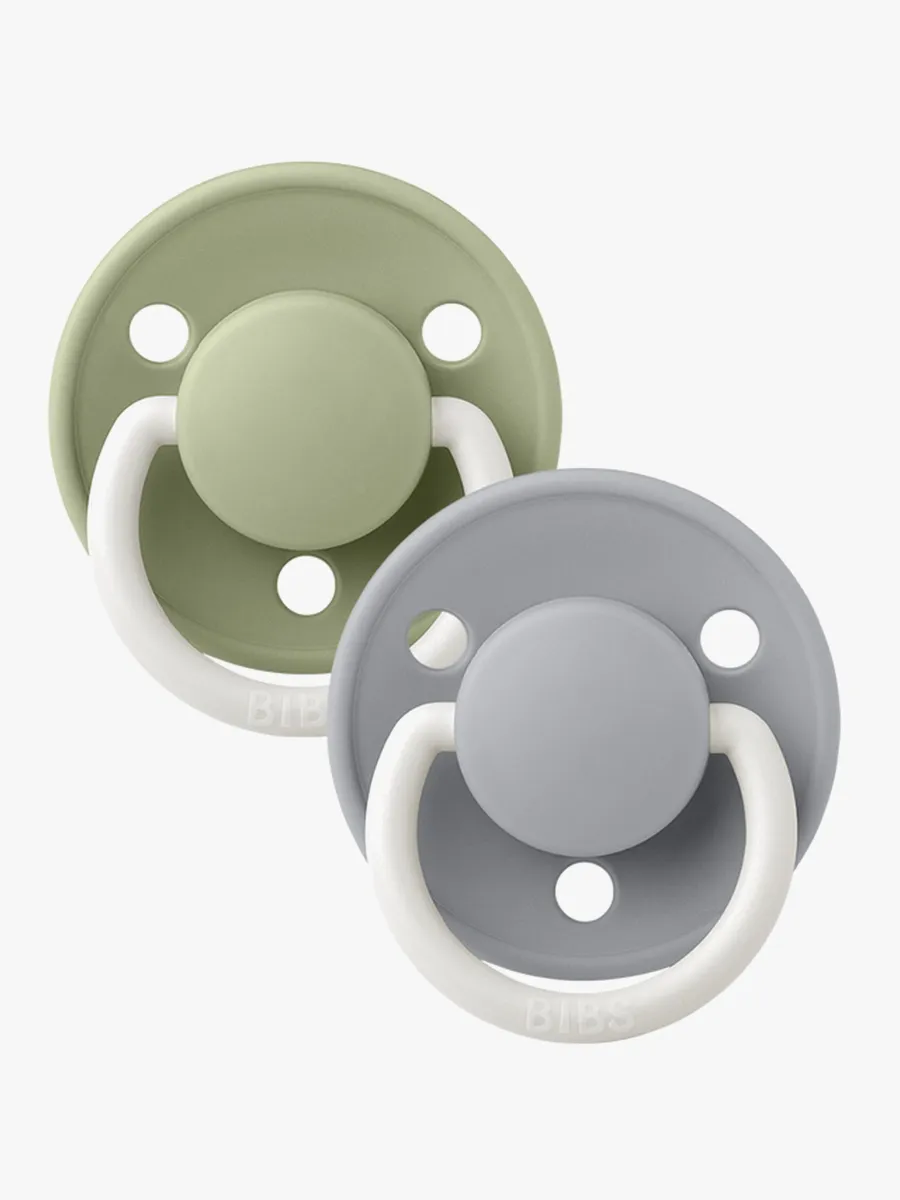 BIBS De Lux Napp 2-pack Silikon One Size Rund, Sage Glow/Cloud Glow