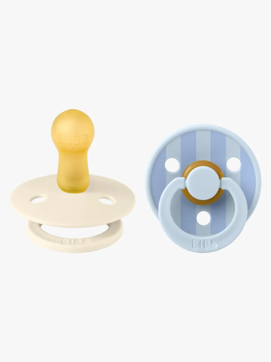 BIBS Studio Colour Block Napp 2-Pack Latex Stl 2, Baby Blue Dusty Blue Mix