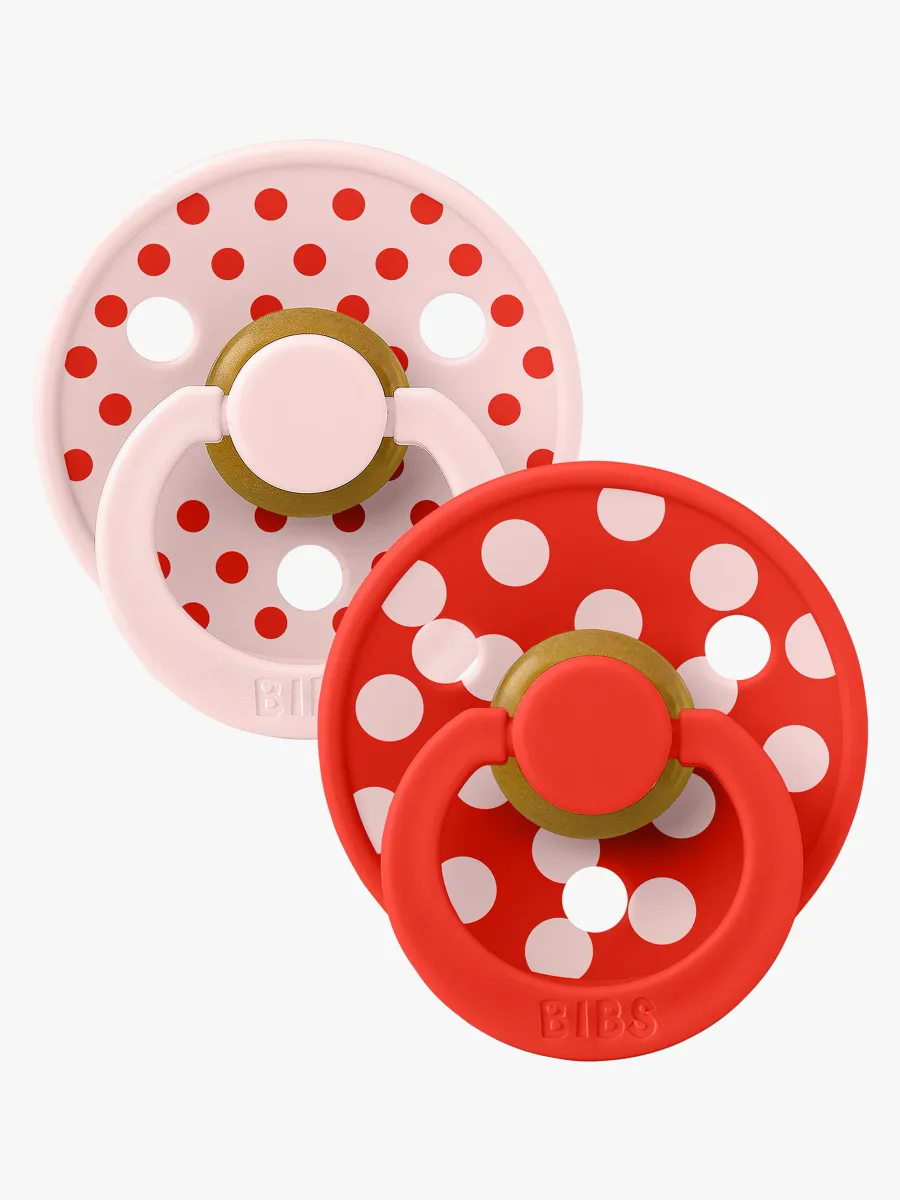 BIBS Studio Colour Polka Napp 2-Pack Latex Stl 2, Blossom/Candy Apple
