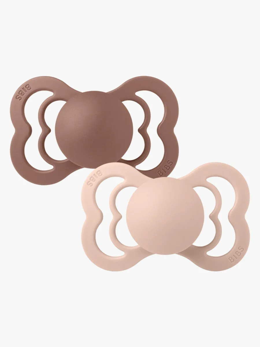 BIBS Supreme Napp 2-pack Latex Stl 2 Symmetrisk, Woodchuck/Blush
