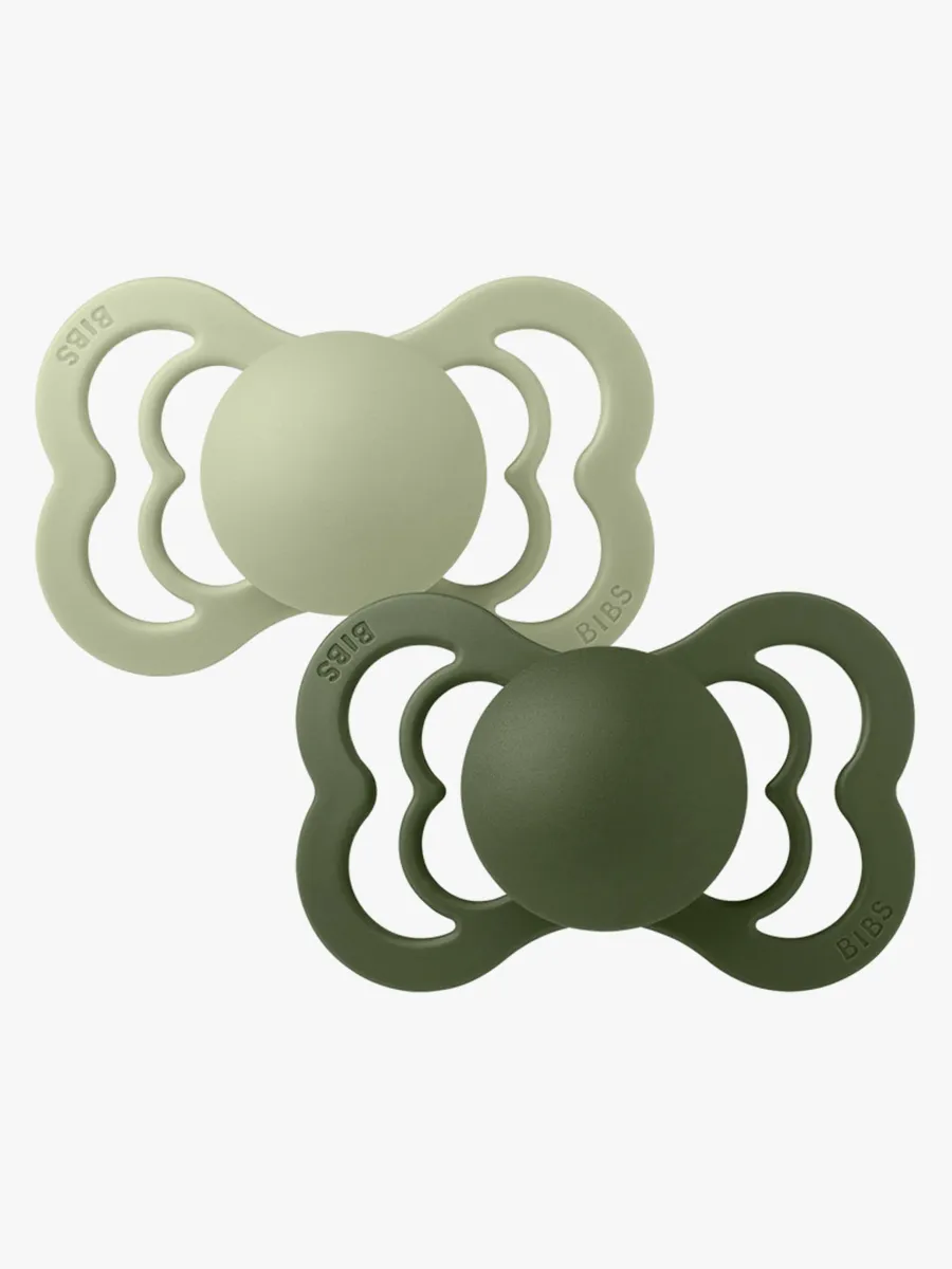 BIBS Supreme Napp 2-pack Silikon Stl 2 Symmetrisk, Sage/Hunter Green