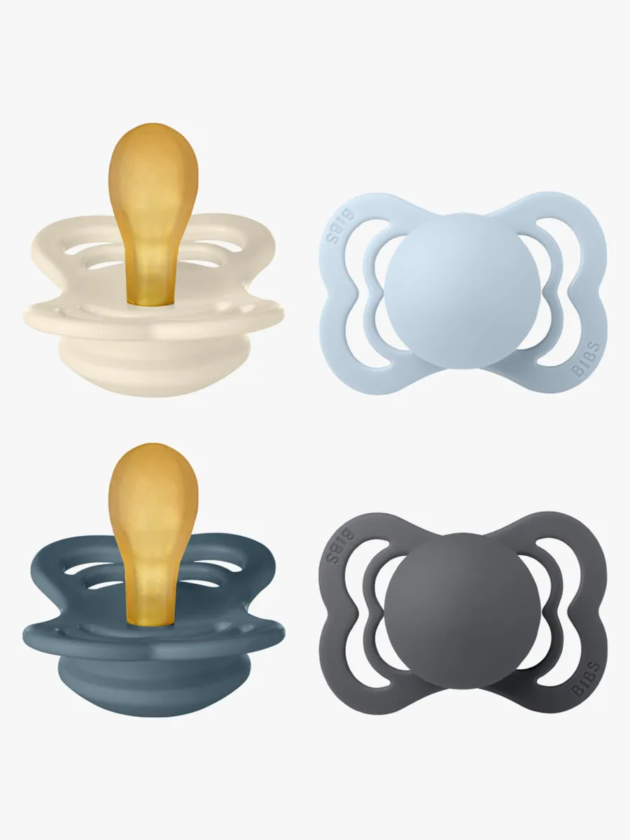 BIBS Supreme Latexnapp 4-pack Size 1 (Ivory/Baby Blue/Petrol/Iron)