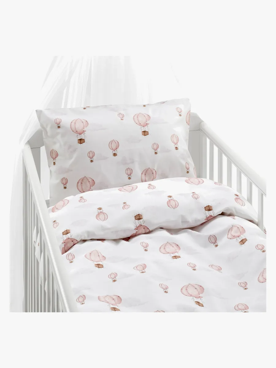 Borganäs Bäddset Spjälsäng Ballong 2-delat 100x130, Rosa