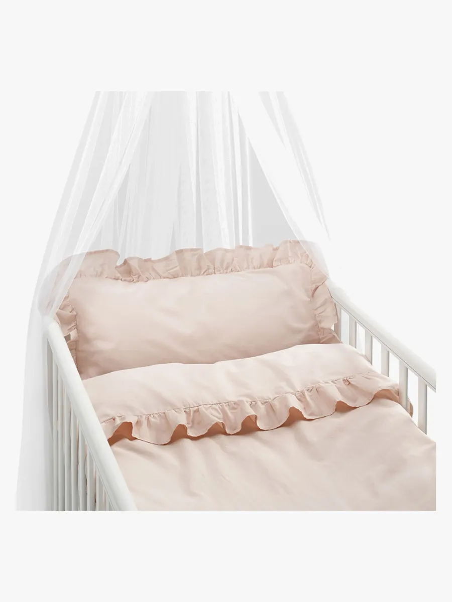 Borganäs Bäddset Spjälsäng Volang 100 x 130 2-delat, Rosa