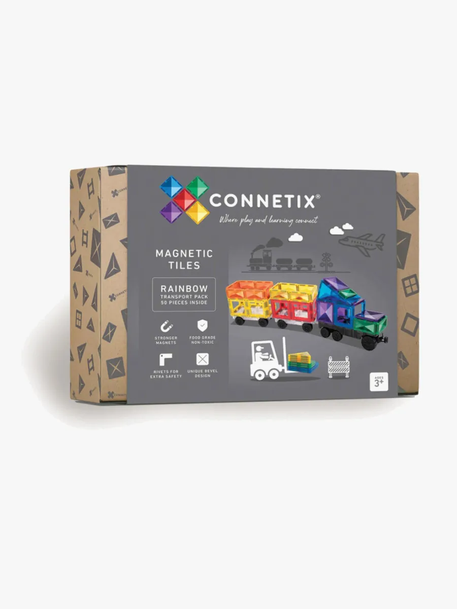 Connetix Magnetiska Byggklossar Rainbow Transport 50 Delar