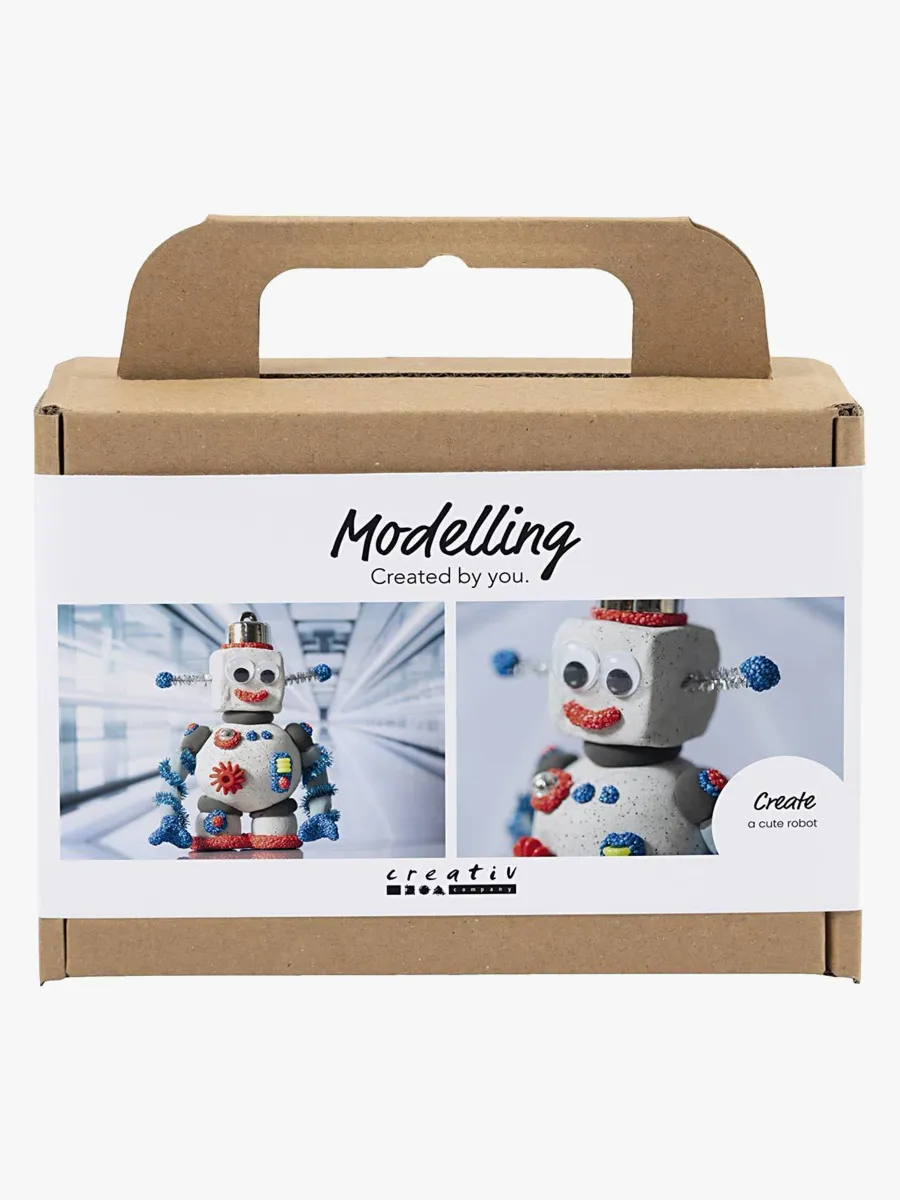 Creativ Company Pysselset Mini Modellera Robot, Blå/Grå/Röd