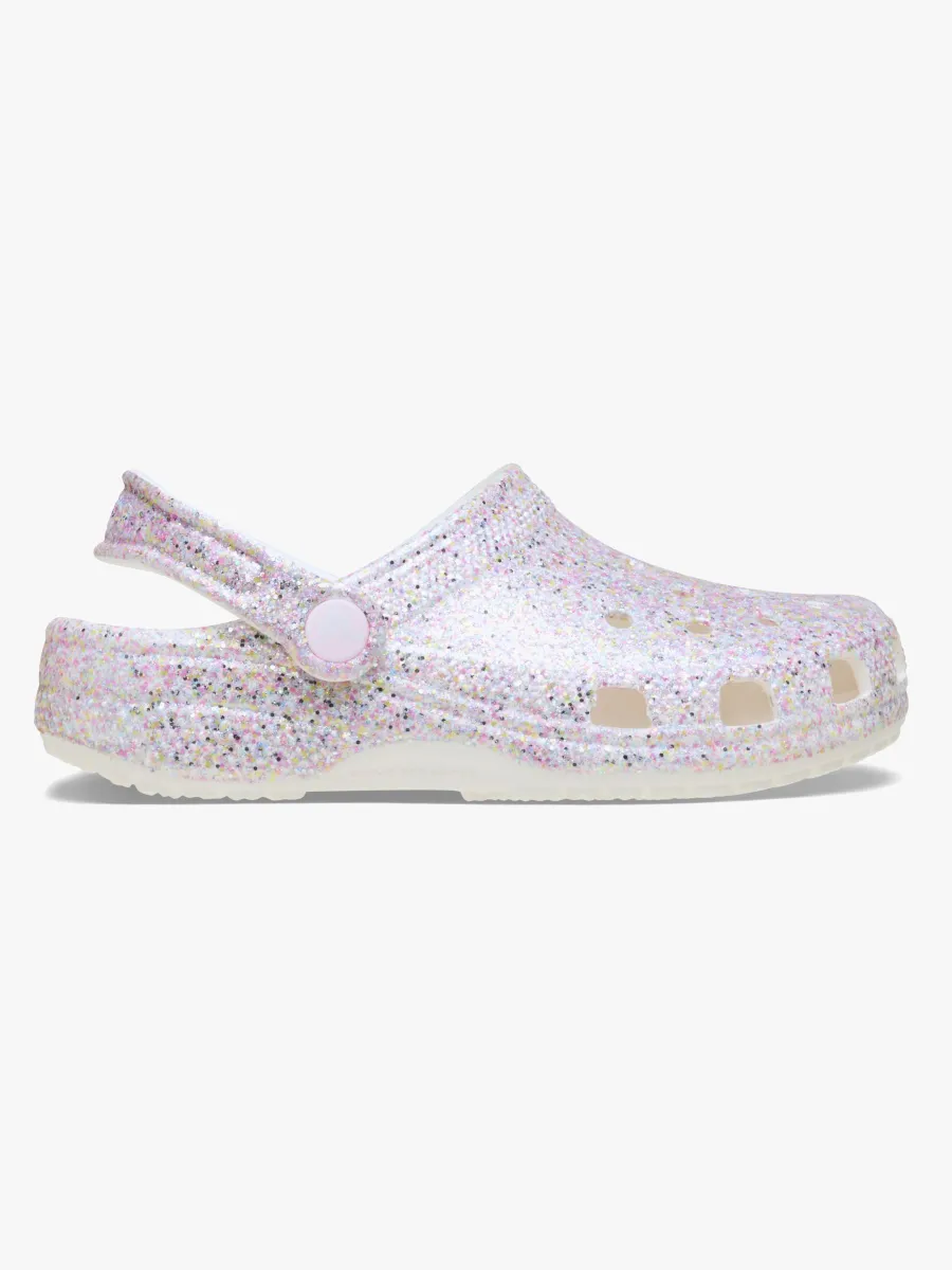 Crocs Classic Fantasy Glitter Tofflor, Vit, 34-35