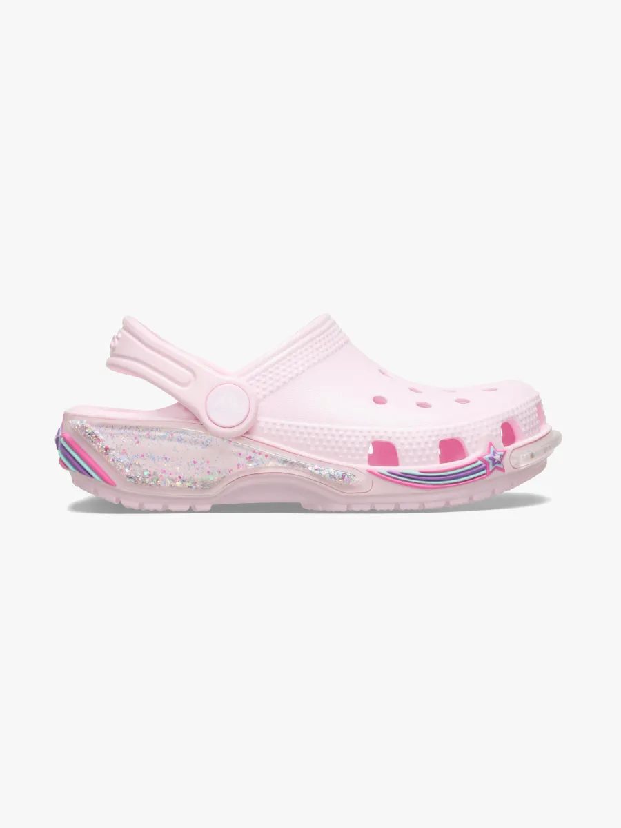 Crocs Classic Star Sparkle Tofflor, Pink Milk, 32-33