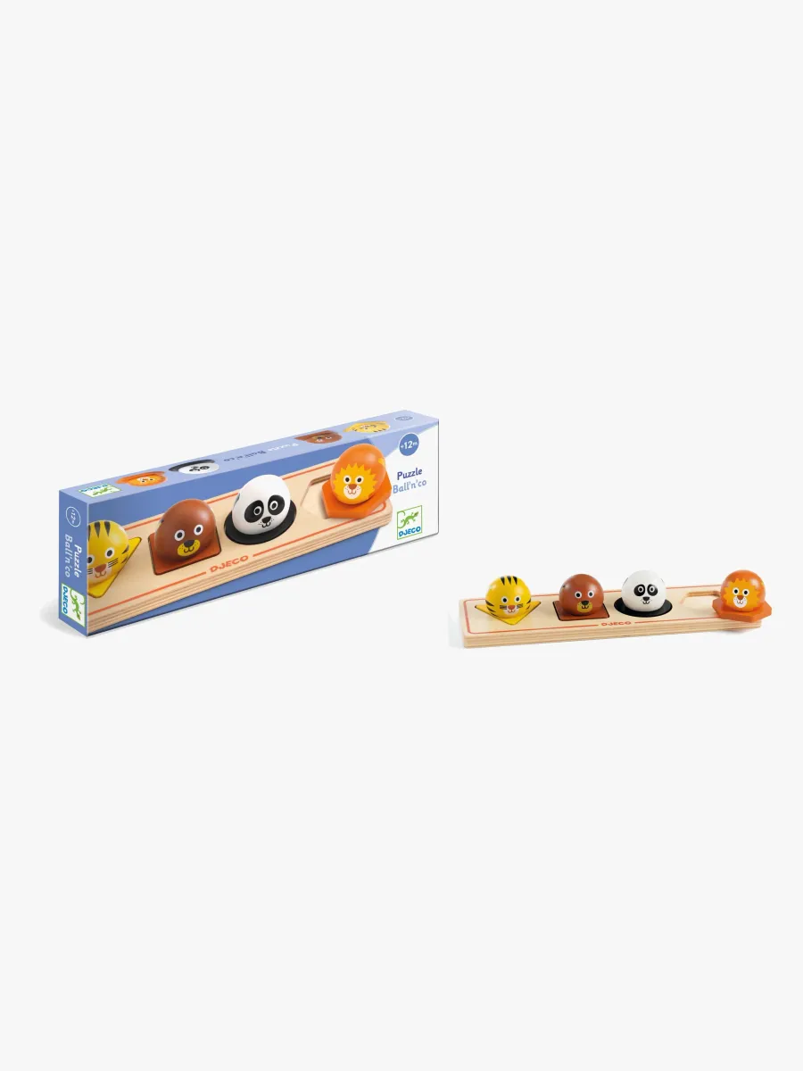 Djeco Ball'n'Co Träpussel Vilda Djur 4 Bitar