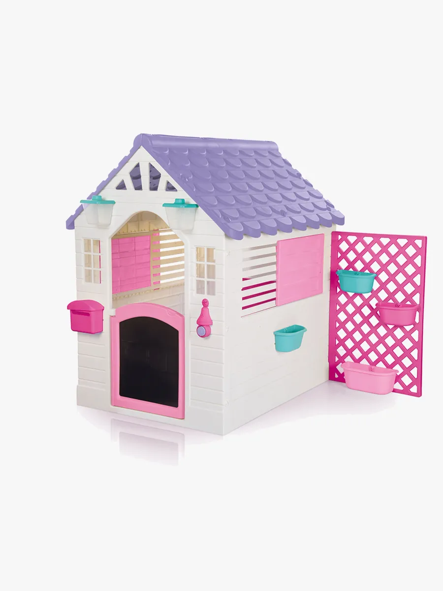 DOLU Garden Lekstuga med Staket, Rosa
