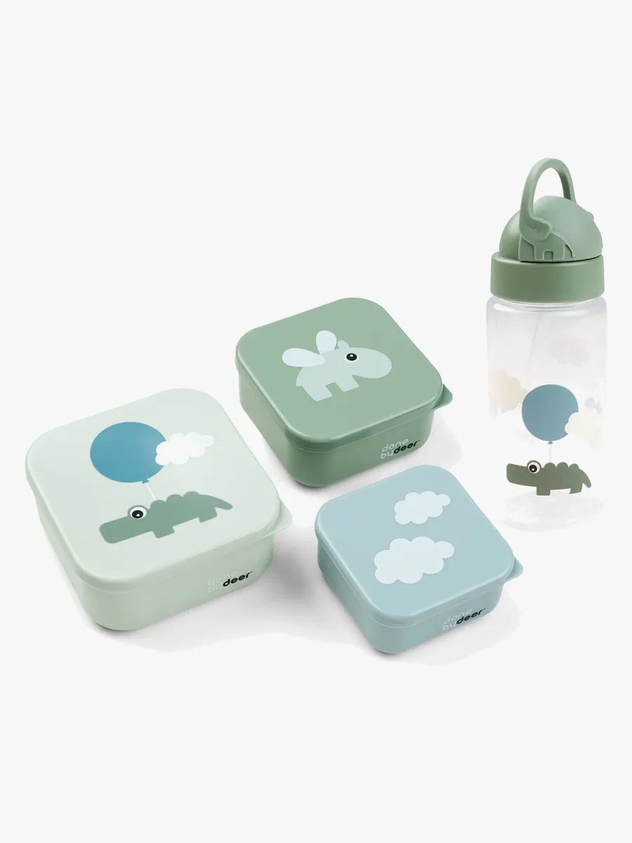 Done By Deer Happy Clouds SnackBox &  Flaska, Green