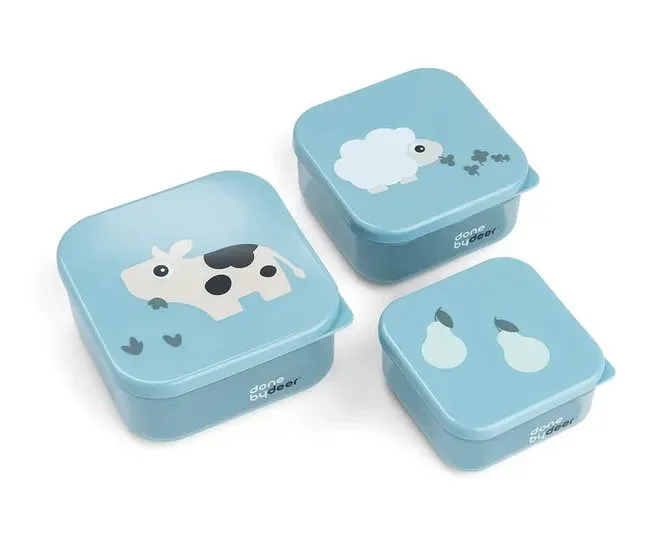 Done by Deer snack box set Tiny Farm 3 delar, blue