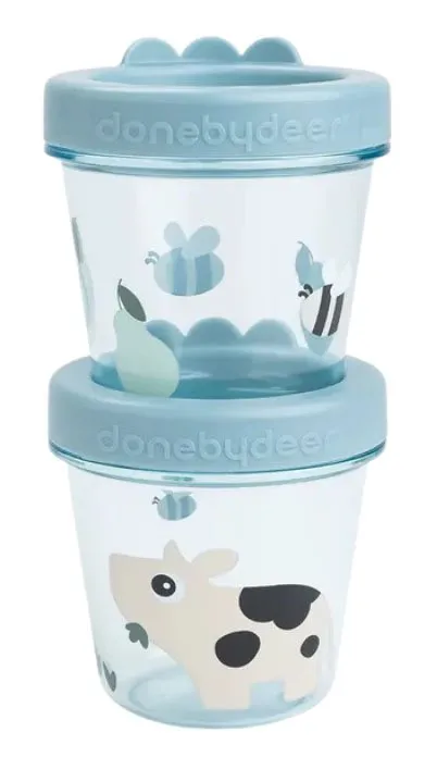 Done by Deer snackslådor 2-pack Tiny Farm, blue