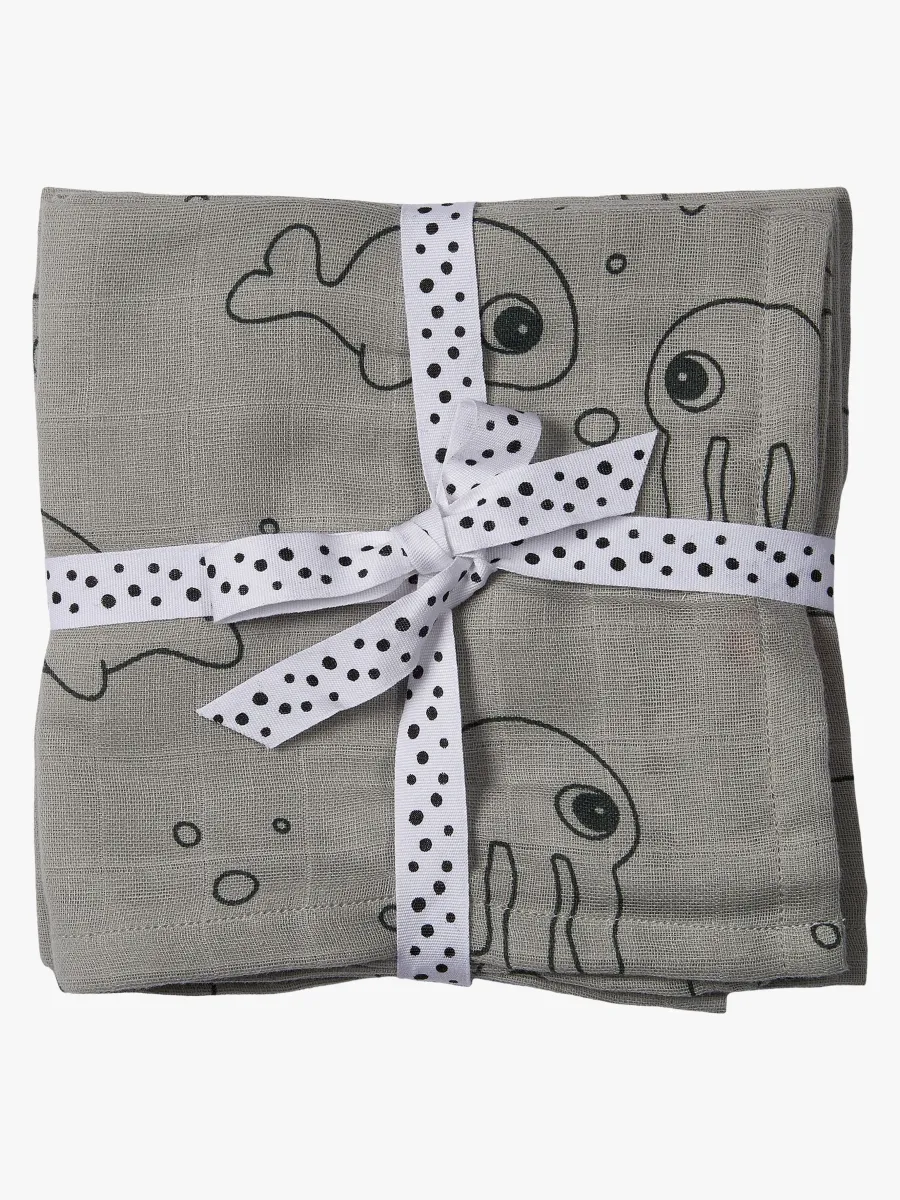 Done By Deer Swaddler Sea Friends 120x120 2-pack, Grey
