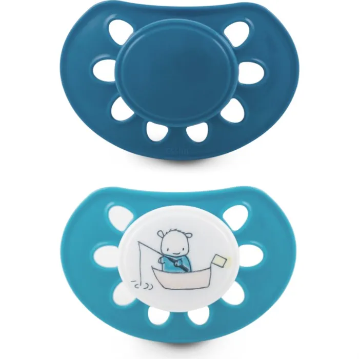 Esska Classic Napp Silikon 2-pack 4-36 mån (Blå/Bollis)