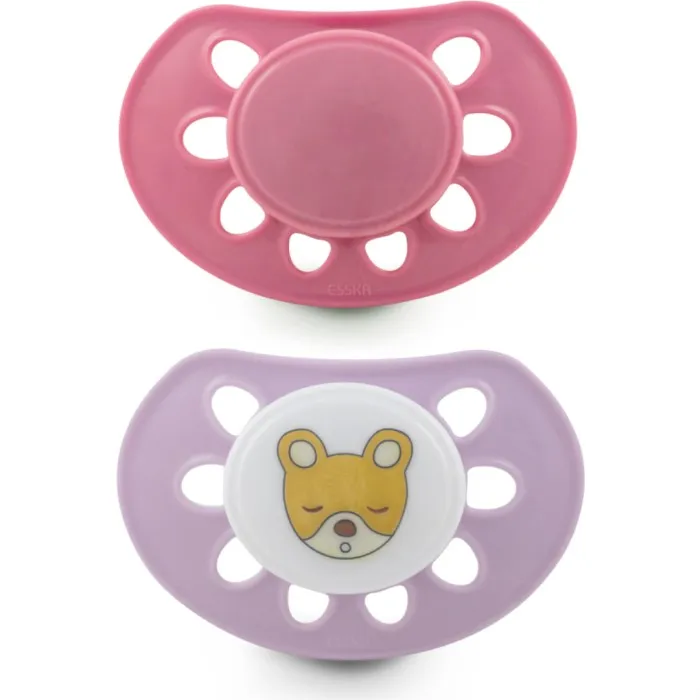 Esska Classic Napp Silikon 2-pack 4-36 mån (Rosa/Teddy)