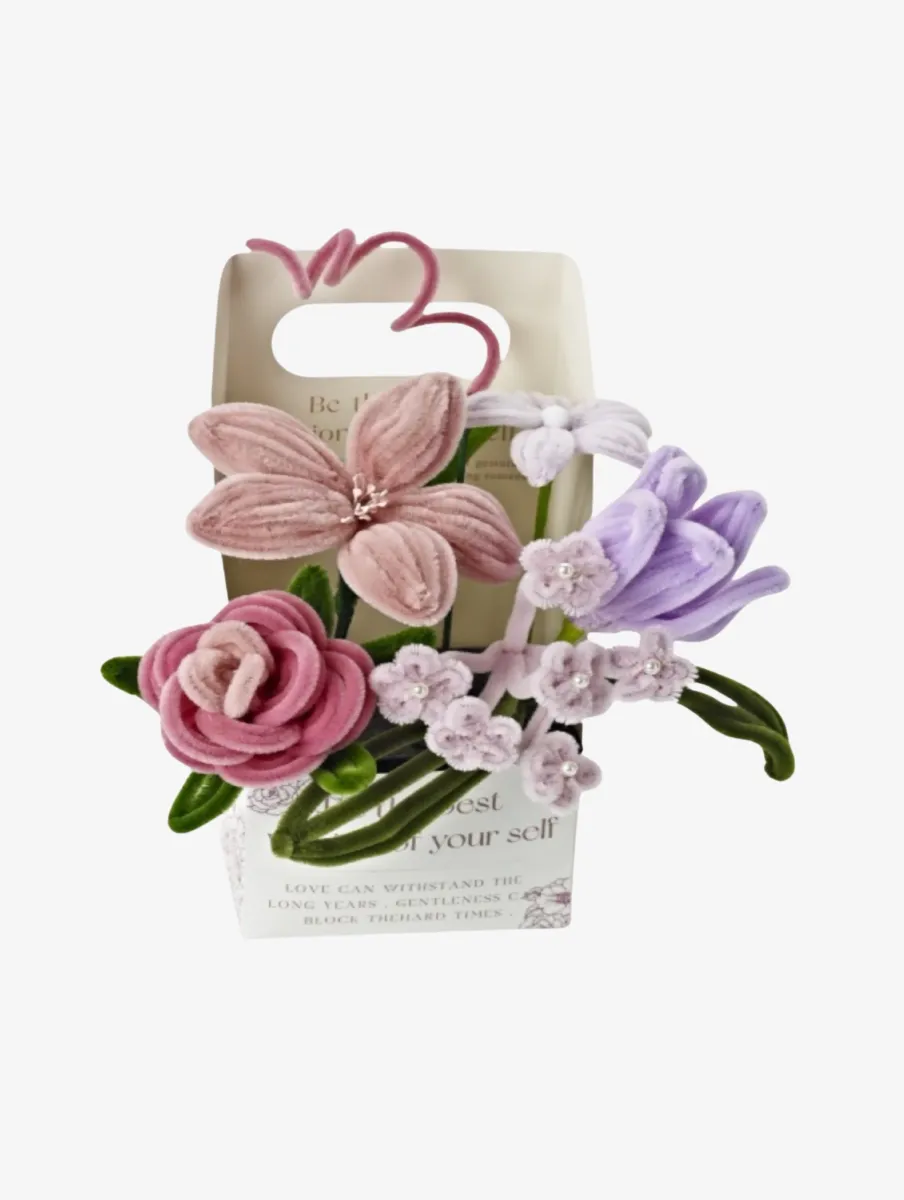 Fippla DIY-set Blombukett med Piprensare 18 Delar, Rosa