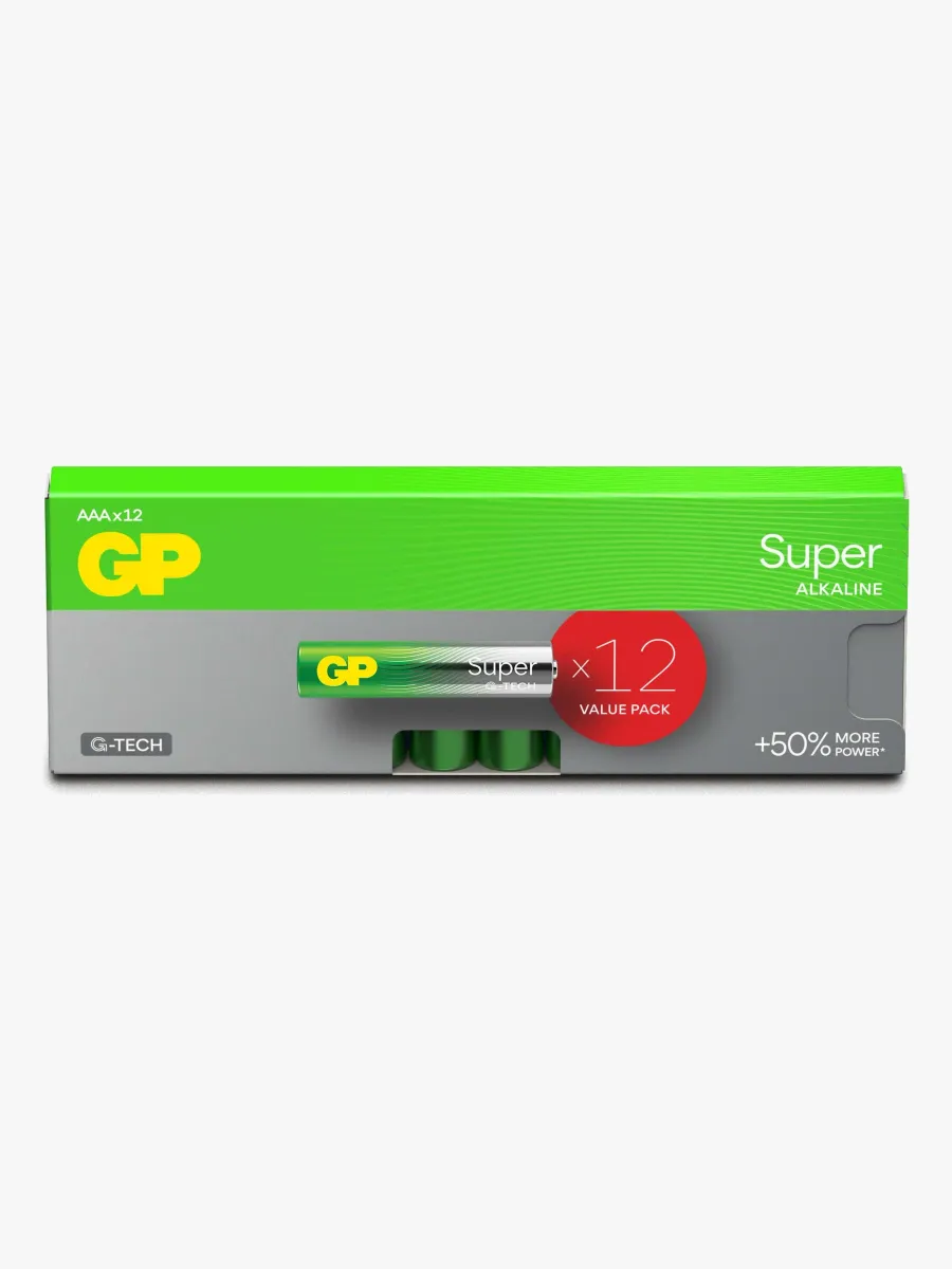 GP Super Alkaline G-TECH AAA/LR03 Batterier 12-Pack