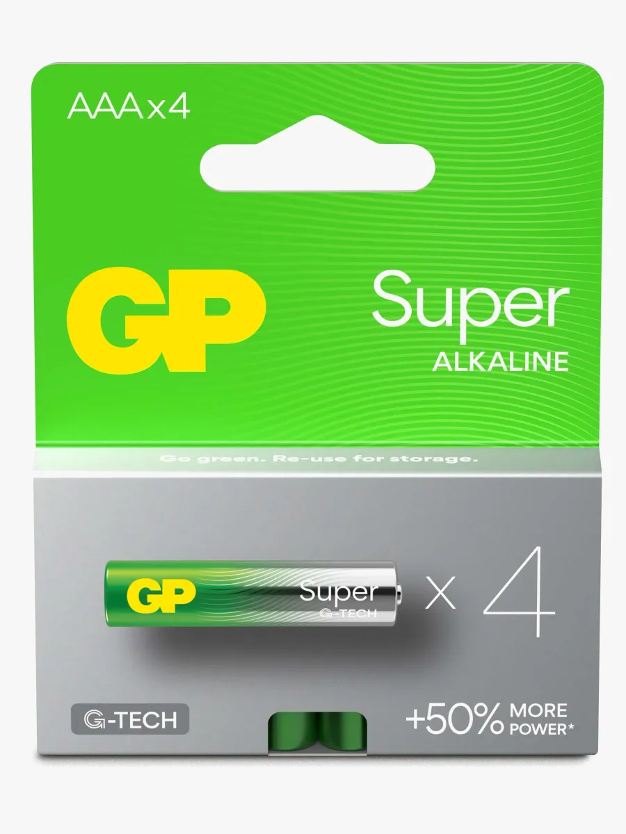 GP Super Alkaline G-TECH AAA/LR03 Batterier 4-Pack