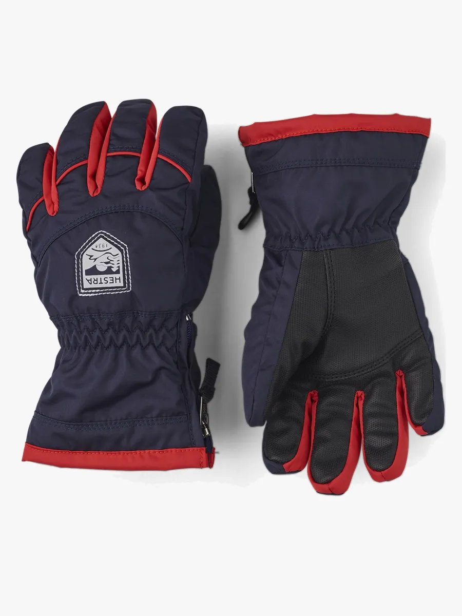 Hestra Sarri Zip JR Handskar, Mörk Marin/Ljusröd, 7