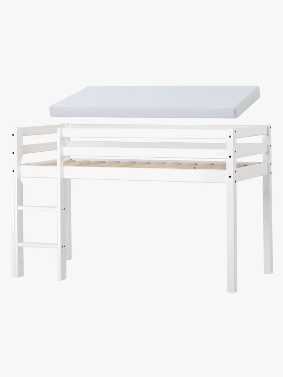 Hoppekids ECO Dream Halvhög Loftsäng Med Skummadrass 70x160, Vit, Barnsäng, Juniorsäng