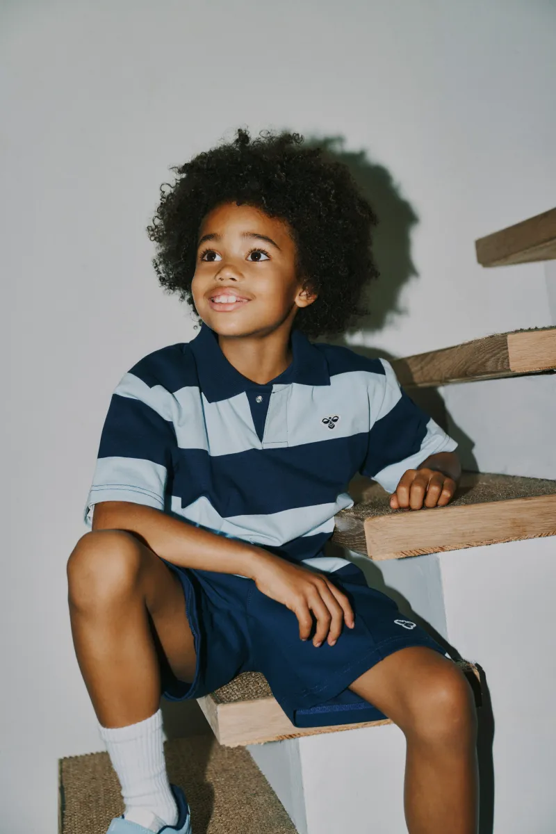 Hummel JR Loose Striped Piké, Dress Blue, 122-128