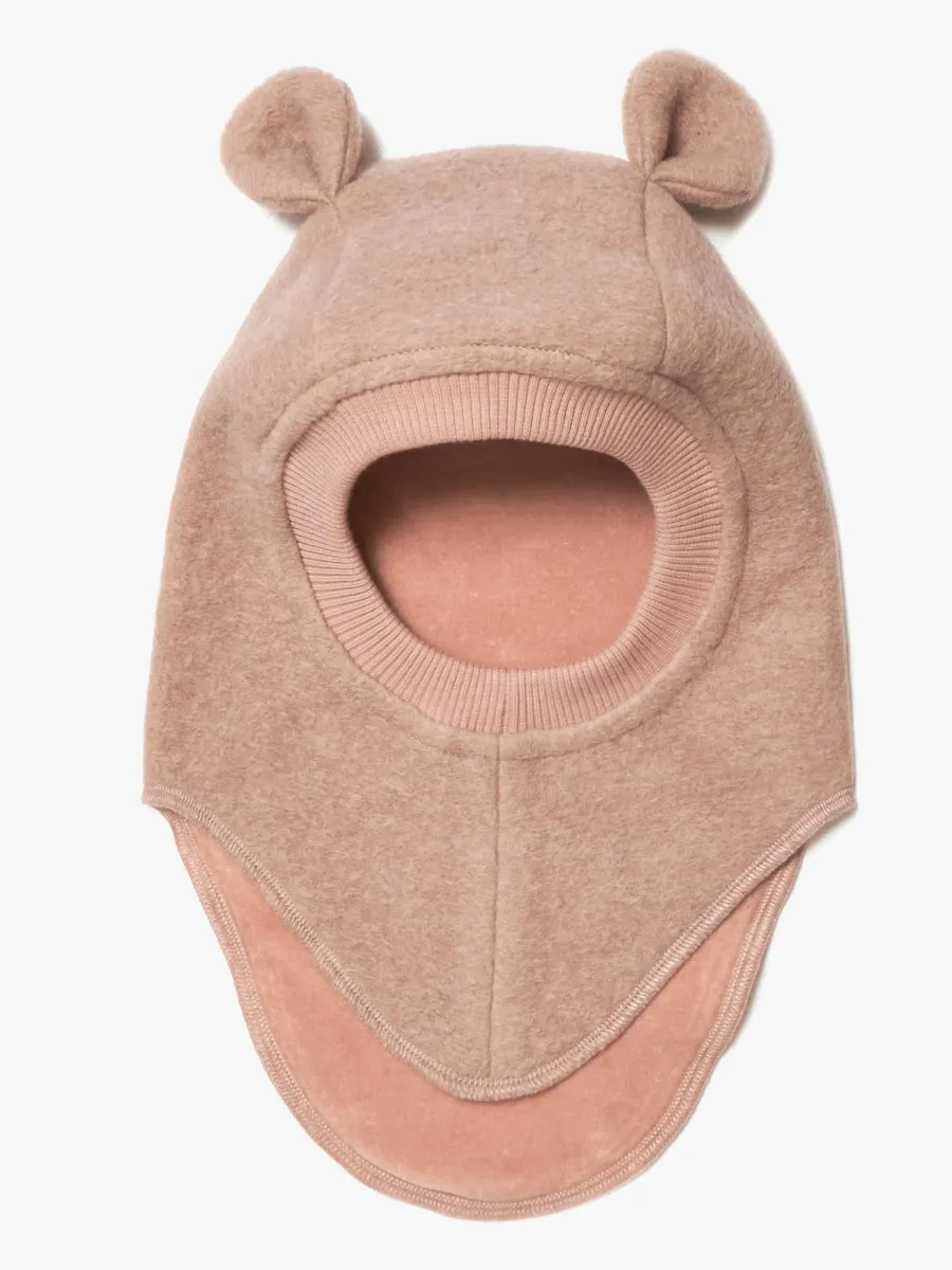 Huttelihut Balaklava Merinoull med Öron, Rose Melange, 50