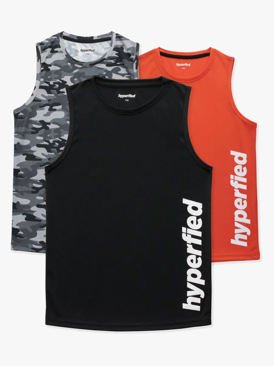 Hyperfied Bounce Tank Top 3-pack, Black/Camo Black/Koi 120