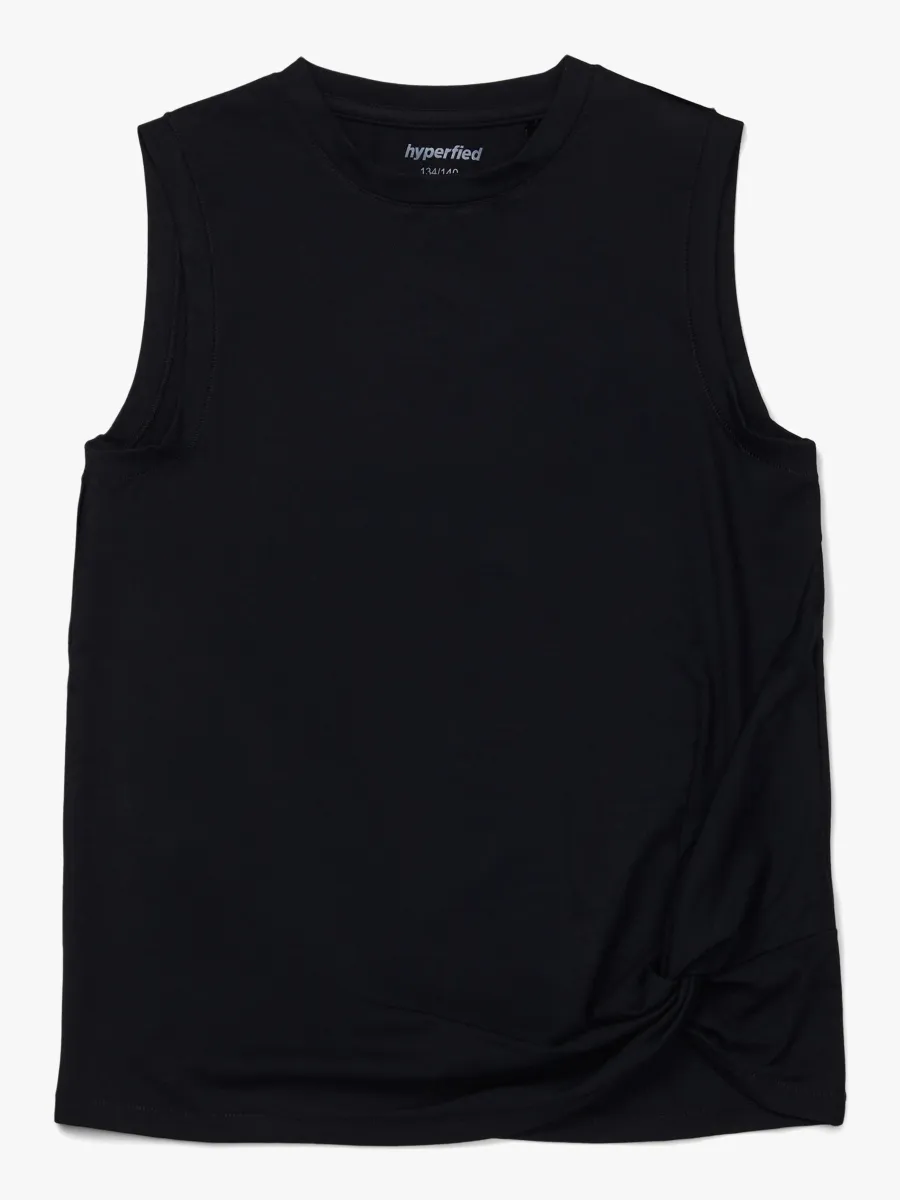 Hyperfied Jersey Knot Tank Top, Anthracite 158-164