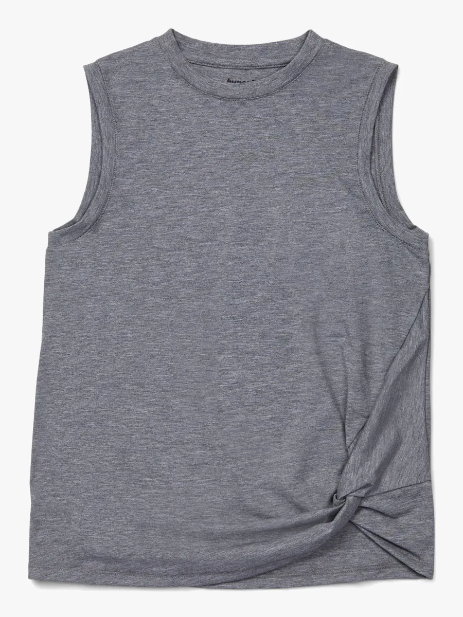 Hyperfied Jersey Knot Tank Top, Grey Melange 158-164