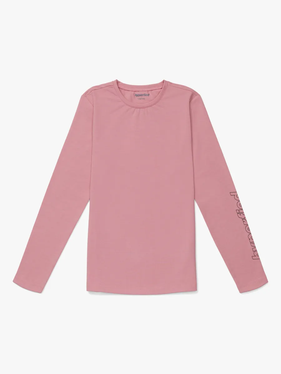 Hyperfied Jersey Logo Long Sleeve Top, Blush 98-104