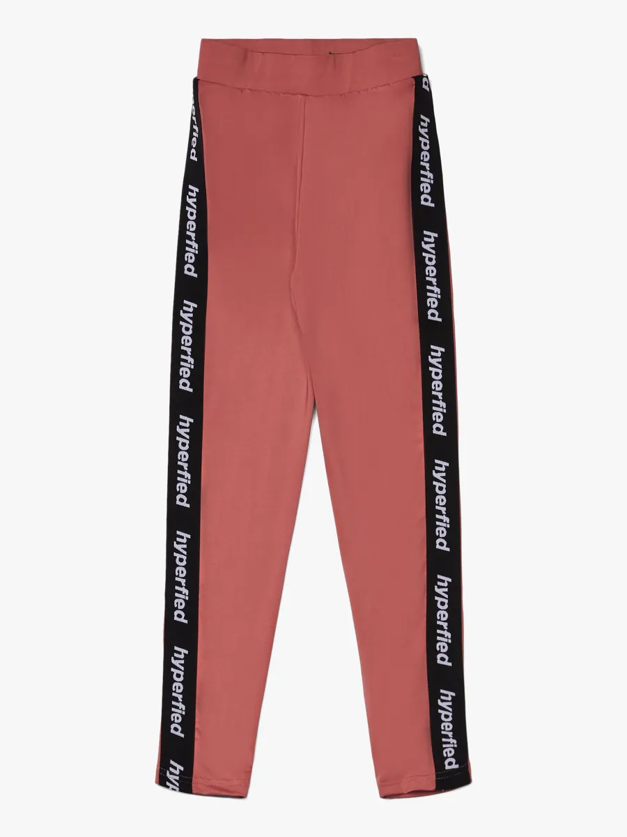 Hyperfied Tape Logo Tights, Withered Rose 158-164
