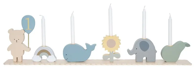 Jabadabado födelsedagståg ljusstake, teddy med vänner