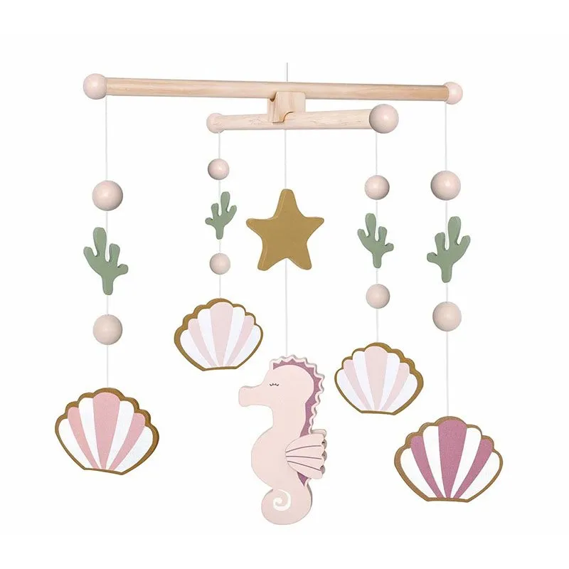 Jabadabado trämobil sjöhäst, natur/rosa