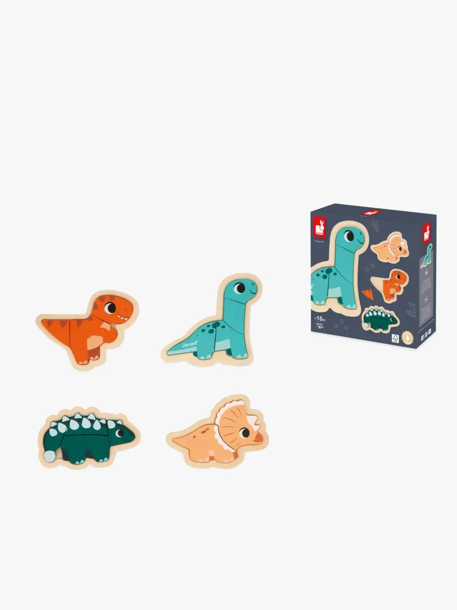 Janod 4 Progressiva Pussel Dinosaurier 14 Bitar