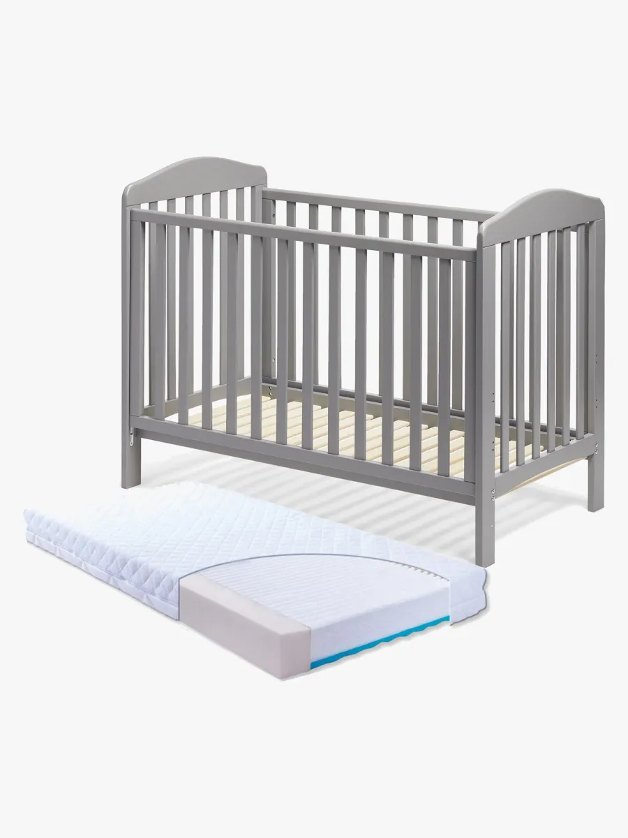 JLY ELLA Dream Lux Dropside Spjälsäng, Grå &  BabyMatex Madrass