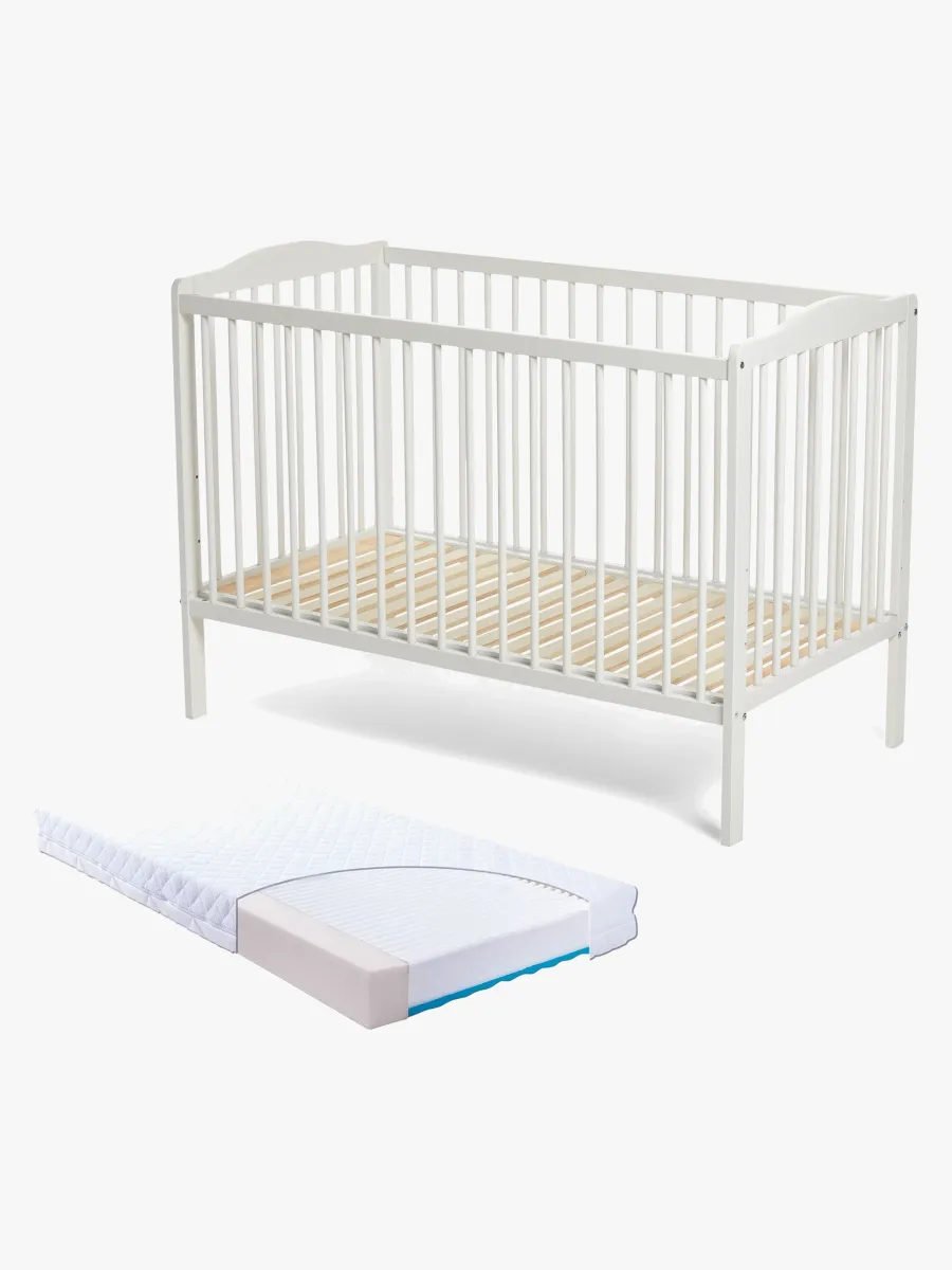 JLY MAJA Dream Spjälsäng Med Madrass Carpathia 60x120, Vit